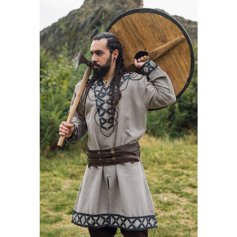 Erik Viking Tunic — Knee-Length Cotton with Leather Appliqués - Product image 4
