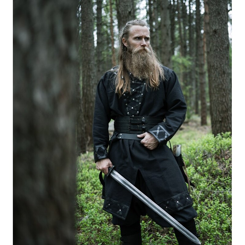 Erik Viking Tunic — Knee-Length Cotton with Leather Appliqués - Product image 5