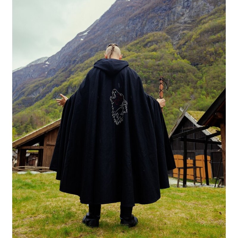 Viking Cloak Alpha with Wolf Embroidery