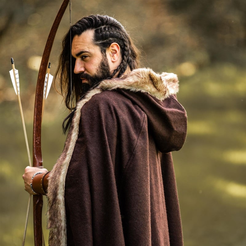 Fjell Viking Wool Cloak | Nordic Faux Fur Medieval Cloak