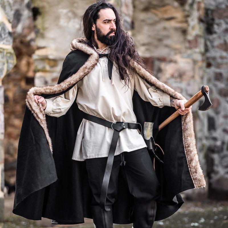 Fjell Viking Wool Cloak | Nordic Faux Fur Medieval Cloak - Product image 4