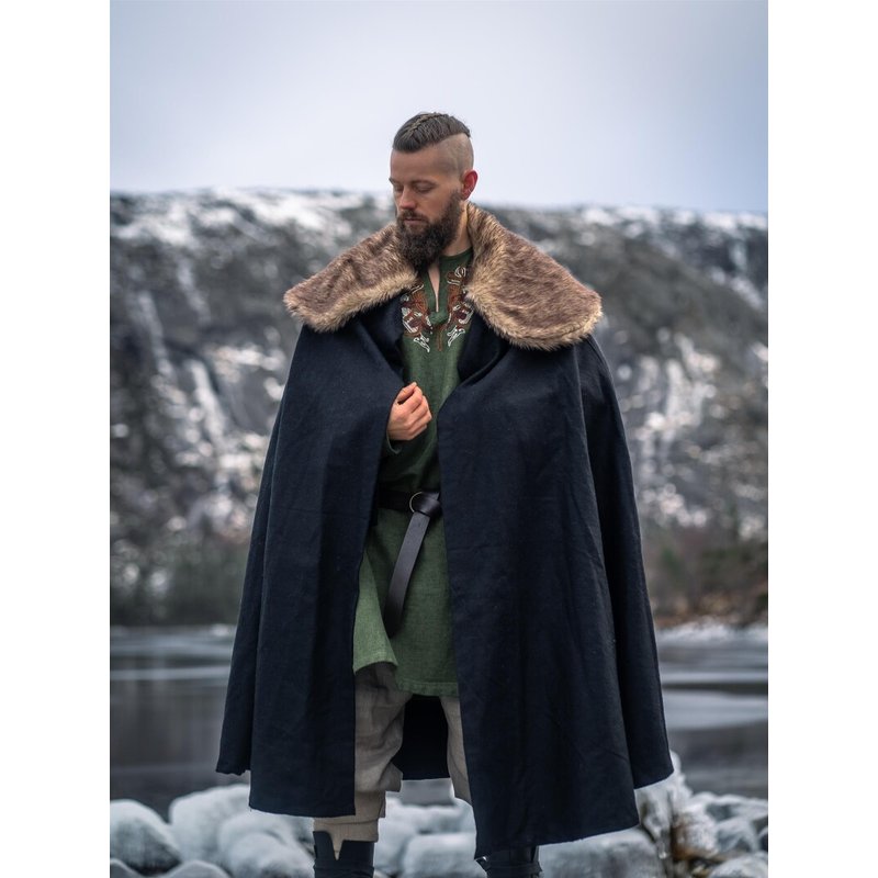 Viking Cloak Janne with Faux Fur Trim
