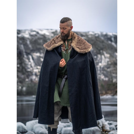 Viking Cloak Janne with Faux Fur Trim