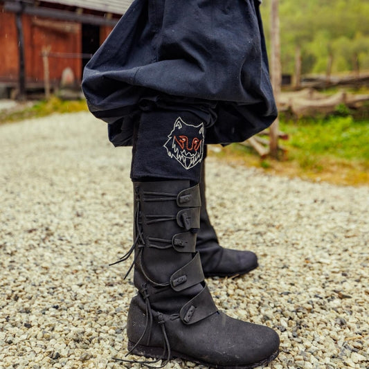 Black wool "Fenrir" Viking Leg Wraps