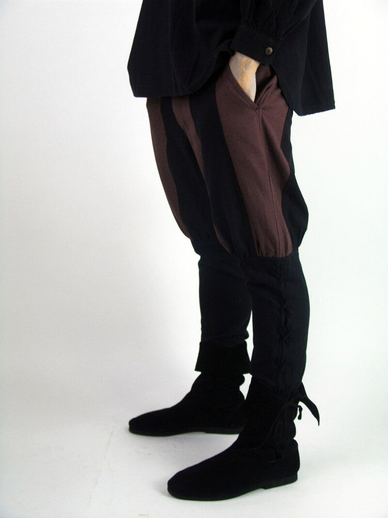 Viking trousers with leg lacing "Magnus" Black/Brown XXXL