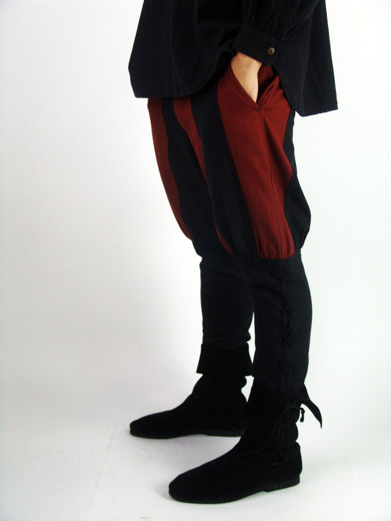 Viking trousers with leg lacing "Magnus" Black/Red XXXL