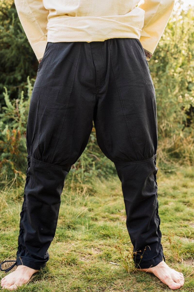 Viking trousers with leg lacing "Magnus" Black XXXL
