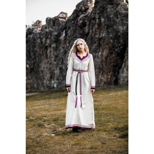 Lagertha Viking Dress — Hand-Embroidered Cotton Gown