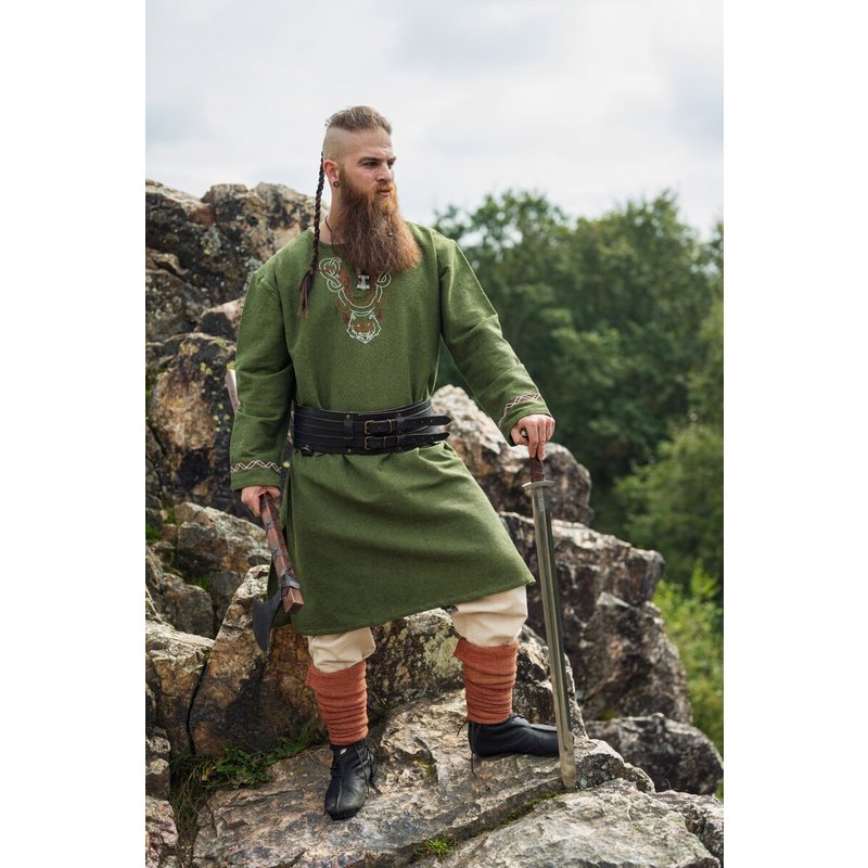 Freki Viking Tunic with Hand-Embroidered Wolf Neckline - Product image 2
