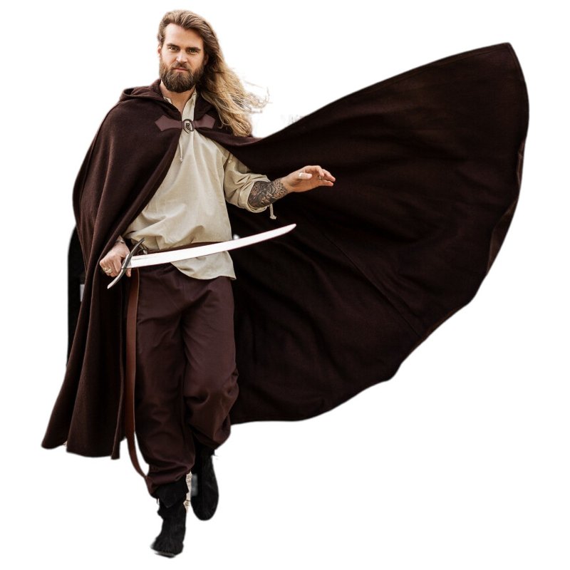 Ilmar Wool Cloak with Hood and Decorative Brooch - Product image 3
