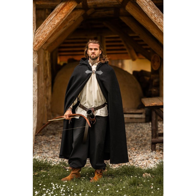 Ilmar Wool Cloak with Hood and Decorative Brooch - Product image 4